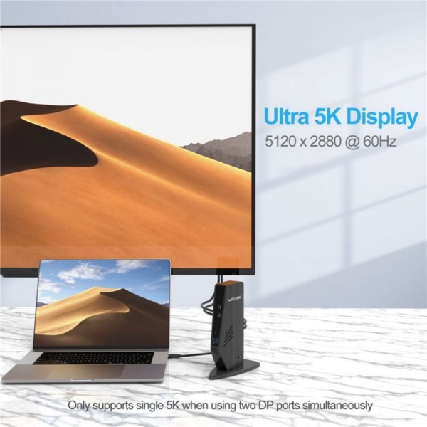 WAVLINK UG69PD5 USB-C HD 60Hz Monitor Adapter Dual 4K Display Docking Station, Plug:US Plug