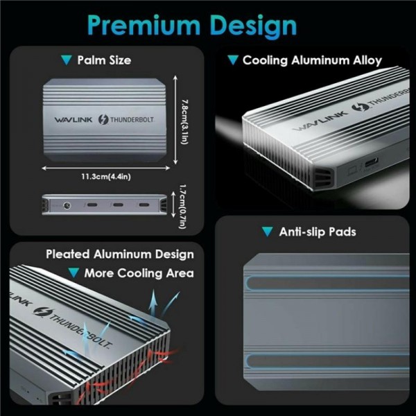 WAVLINK UTD49T 100W PD Input USB-A High Speed Data Transfer Adapter Thunderbolt 4 Hub(US Plug)