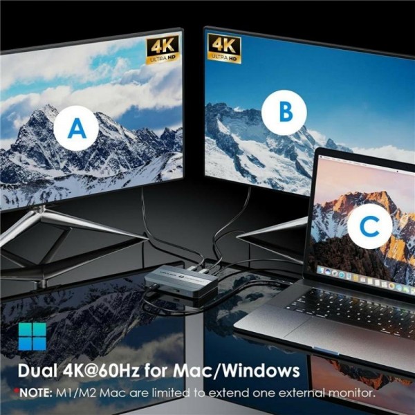 WAVLINK UTD49T 100W PD Input USB-A High Speed Data Transfer Adapter Thunderbolt 4 Hub(US Plug)