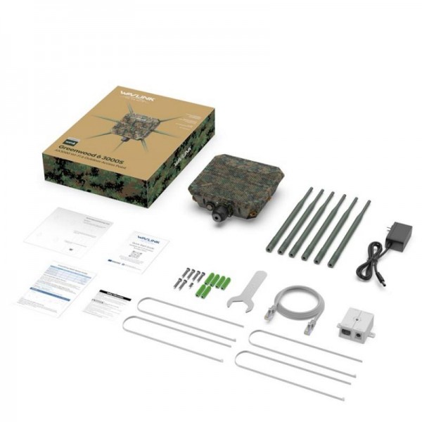 WAVLINK WN588HX3 AX3000 Outdoor WiFi Extender with 6 Antennas Dual Band WiFi Repeater, Plug:US Plug