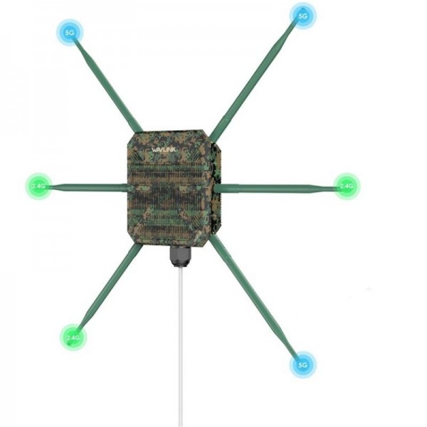 WAVLINK WN588HX3 AX3000 Outdoor WiFi Extender with 6 Antennas Dual Band WiFi Repeater, Plug:US Plug