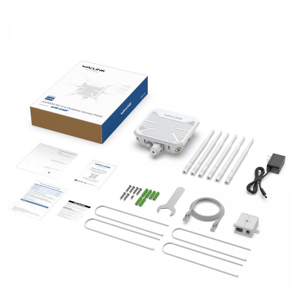 WAVLINK WN588HX3 AX3000 Outdoor WiFi Extender with 6 Antennas Dual Band WiFi Repeater, Plug:US Plug