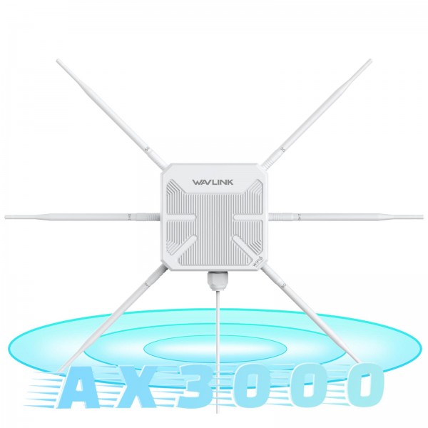 WAVLINK WN588HX3 AX3000 Outdoor WiFi Extender with 6 Antennas Dual Band WiFi Repeater, Plug:US Plug