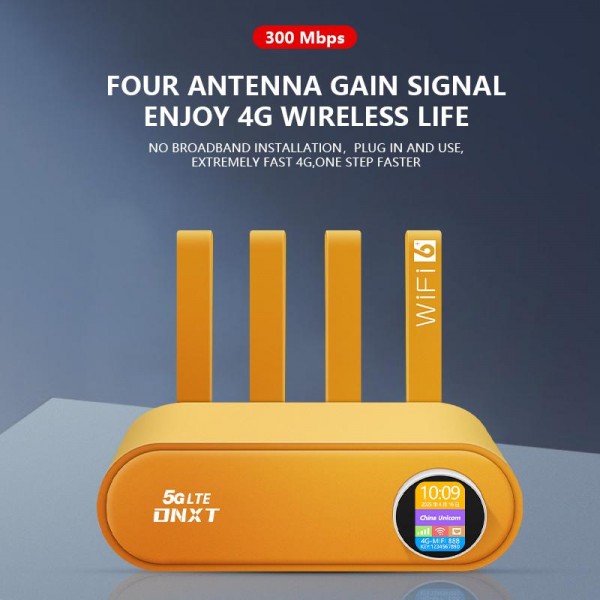 WR860-E With SIM Card Slot Wireless Repeater 4 Antennas 4 Ethernet Ports 4G LTE WiFi 6 Router, Color:White(US Plug)