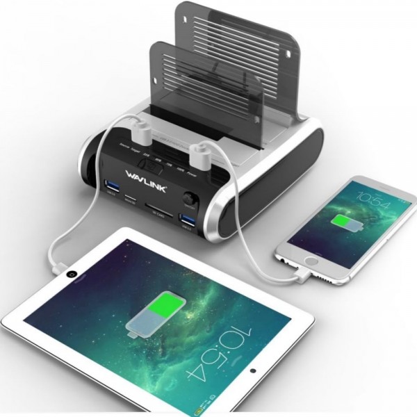 Wavlink ST336A SSD HDD Fast Offline Clone SATA  USB 3.0 External Hard Drive Case(US Plug)