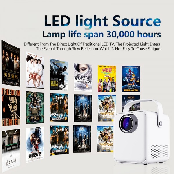 WiFi Wireless Portable HD 4K Smart Projector, Specification:English(US Plug)