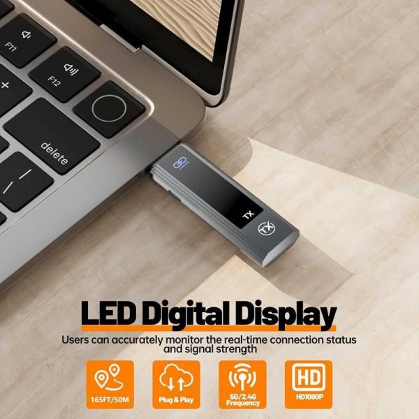 Wireless HDMI Extender 4K HD Decode 1080P Output,Monitor from PC/Laptop/Projector/TV Box