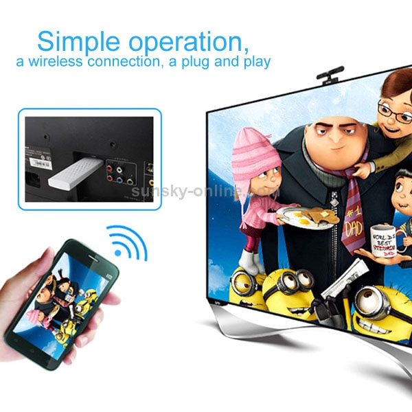 Wireless HDMI Miracast DLNA Display Dongle, CPU: ARM Cortex A9 Single Core 1.2GHz, Support WIFI + HDMI(Black)