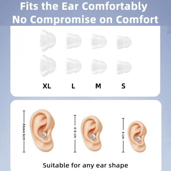 Wireless Invisible Hearing Aid With Digital Display Charging Case & Touch Control Red Blue+White Case