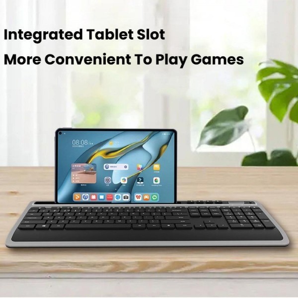 Wireless Keyboard and Mouse Combo for Business Office with Tablet Slot & Wrist Rest(Black)