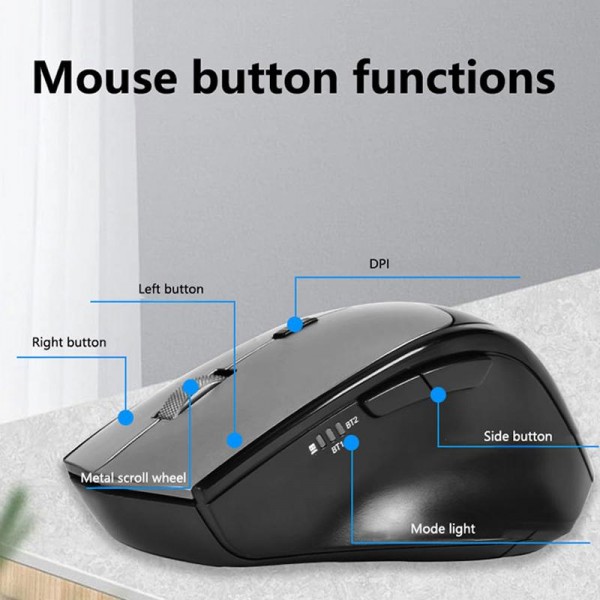 Wireless Keyboard and Mouse Combo for Business Office with Tablet Slot & Wrist Rest(Black)