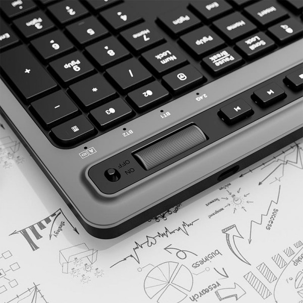 Wireless Keyboard and Mouse Combo for Business Office with Tablet Slot & Wrist Rest(Black)