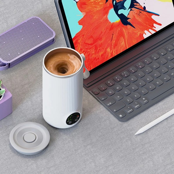 Wireless Milk Warmer Heating Mixing Cup for Coffee / Cereal / Medicine Preparation(White)