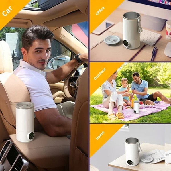 Wireless Milk Warmer Heating Mixing Cup for Coffee / Cereal / Medicine Preparation(White)