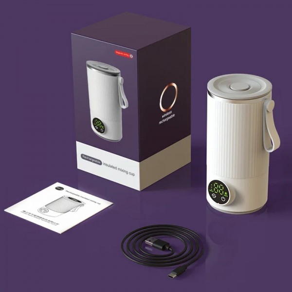 Wireless Milk Warmer Heating Mixing Cup for Coffee / Cereal / Medicine Preparation(White)