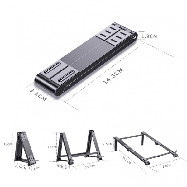 X23 3 In 1 Portable Storage Foldable Aluminum Phone Tablet Stand(Silver)