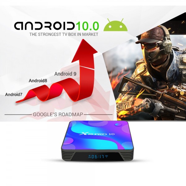 X88 PRO10 4K Smart TV BOX Android 11.0 Media Player, RK3318 Quad-Core 64bit Cortex-A53, RAM: 4GB, ROM: 32GB(US Plug)