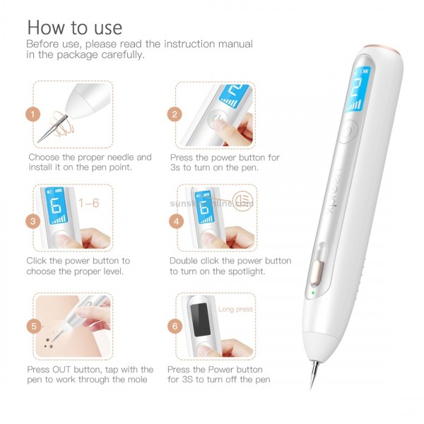 XPREEN XPRE051 Professional Wireless Rechargeable Mole Freckle Dark Spots Tattoo Wart Removal Pen Skin Tag Spot Eraser Pro Beauty Sweep Spot Pen Kit With LED Screen & Spotlight(White)
