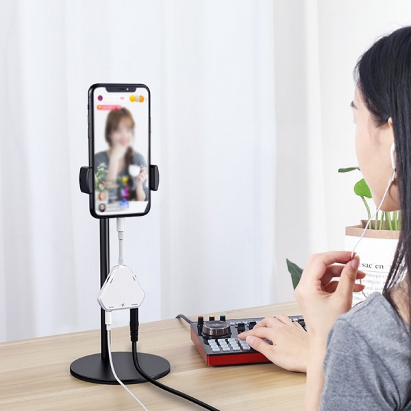 Xiaotian 5 In 1 Sound Card Adapter Microphone Phone Universal Adapter, Style: MINI Sound Card+Monitor Headset+Collar Sandwich