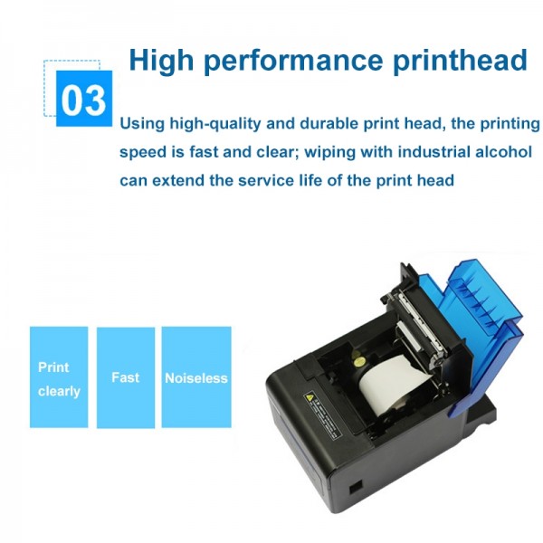 Xprinter XP-C300H 80mm Sound And Light Alarm Store Cashier Rreceipt Thermal Printer, Spec: USB+COM+LAN(UK Plug)