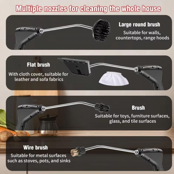 YAERDUN 1500W High Temperature Steam Cleaner Smart Digital Kitchen Hood Bathroom Cleaning Machine, Size: 110V US Plug(Black White)