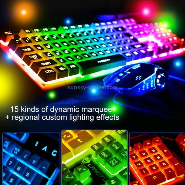 YINDIAO K002 USB Wired Mechanical Feel Sound Control RGB Backlight Keyboard + Optical Silent Mouse + Headset Set(Black)