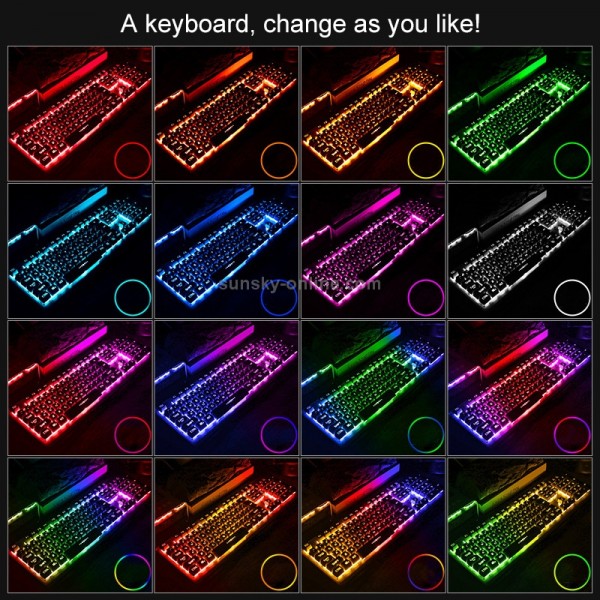 YINDIAO K002 USB Wired Mechanical Feel Sound Control RGB Backlight Keyboard + Optical Silent Mouse + Headset Set(Black)