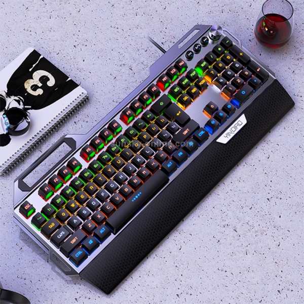 YINDIAO K100 USB Metal Mechanical Gaming Wired Keyboard, Mixed Light Blue Shaft(Black)