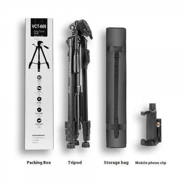YUNTENG VCT-669 For Live Streaming Video Recording Camera Tripod Smartphone Selfie Mount