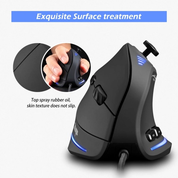ZELOTES C18 11-Keys RGB Vertical Grip Ergonomic Joystick Programming Gaming Wired Mouse(Black)