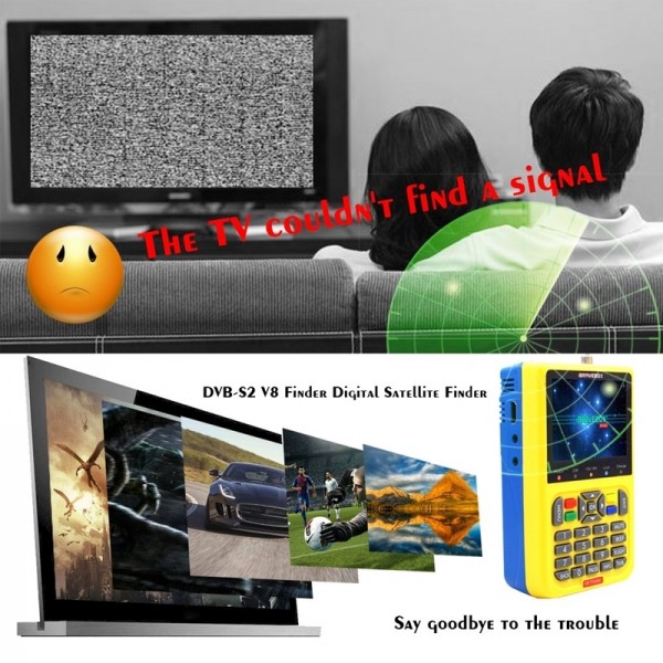 iBRAVEBOX V8 Finder 3.5 inch LCD Colour Screen Digital Satellite Signal Finder Meter, Support DVB Compliant & Live FTA, Plug Type:EU Plug(Yellow)