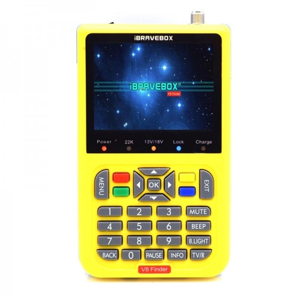 iBRAVEBOX V8 Finder 3.5 inch LCD Colour Screen Digital Satellite Signal Finder Meter, Support DVB Compliant & Live FTA, Plug Type:EU Plug(Yellow)