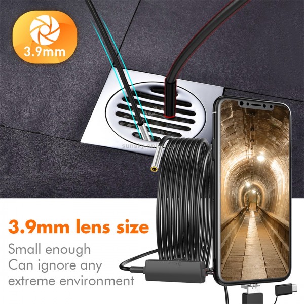 inskam107 3.9mm 3 In 1 HD Waterproof Industry Digital Endoscope Inspection Camera, Length: 1m Flexible Cable(Black)