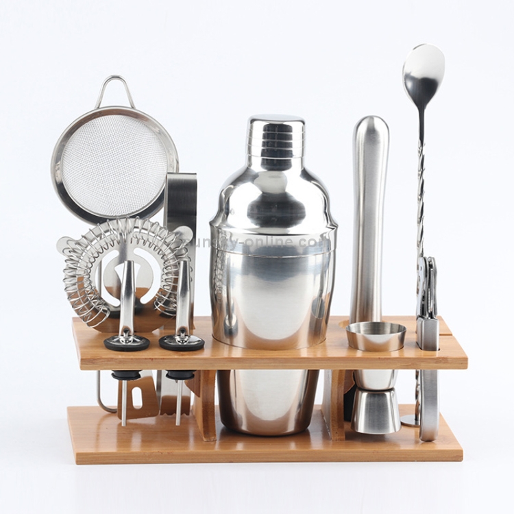 11-in-1-Stainless-Steel-Cocktail-Shaker-Tools-Set-with-Wooden-Mount-Capacity-350ml-HC4798
