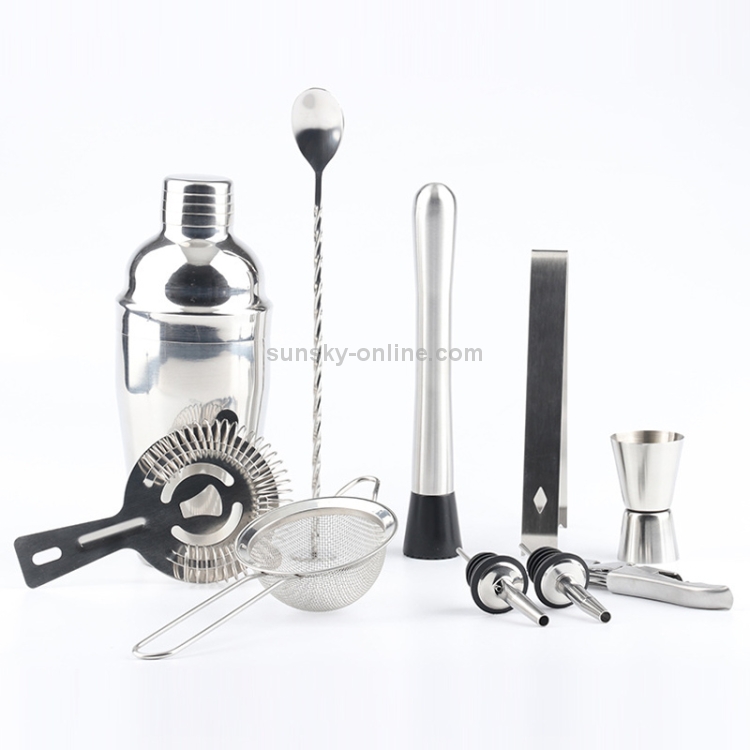 11-in-1-Stainless-Steel-Cocktail-Shaker-Tools-Set-with-Wooden-Mount-Capacity-350ml-HC4798