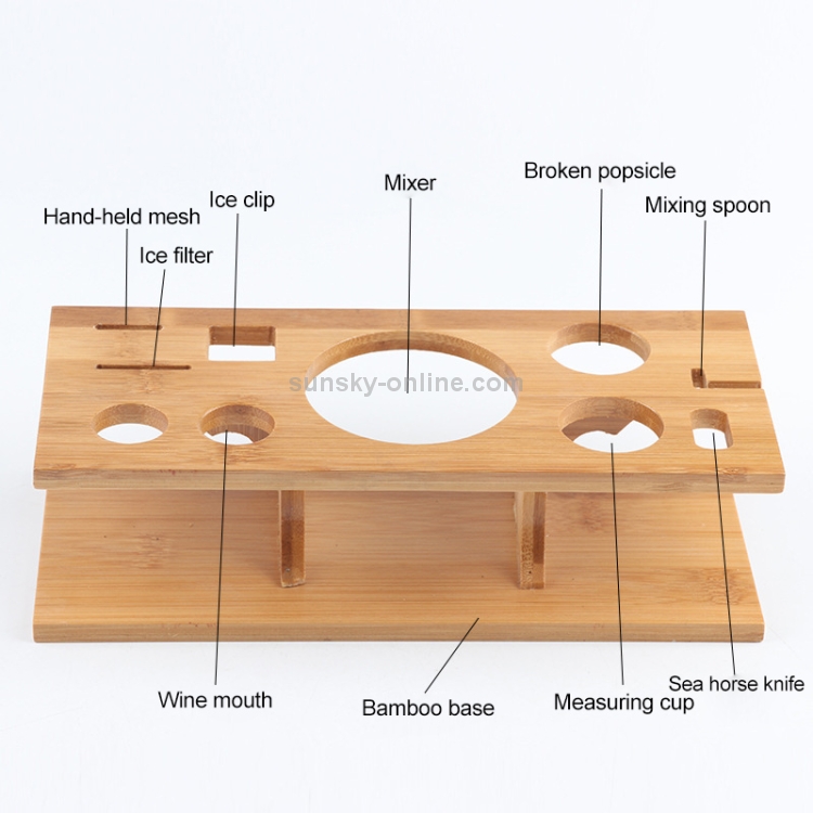 11-in-1-Stainless-Steel-Cocktail-Shaker-Tools-Set-with-Wooden-Mount-Capacity-350ml-HC4798