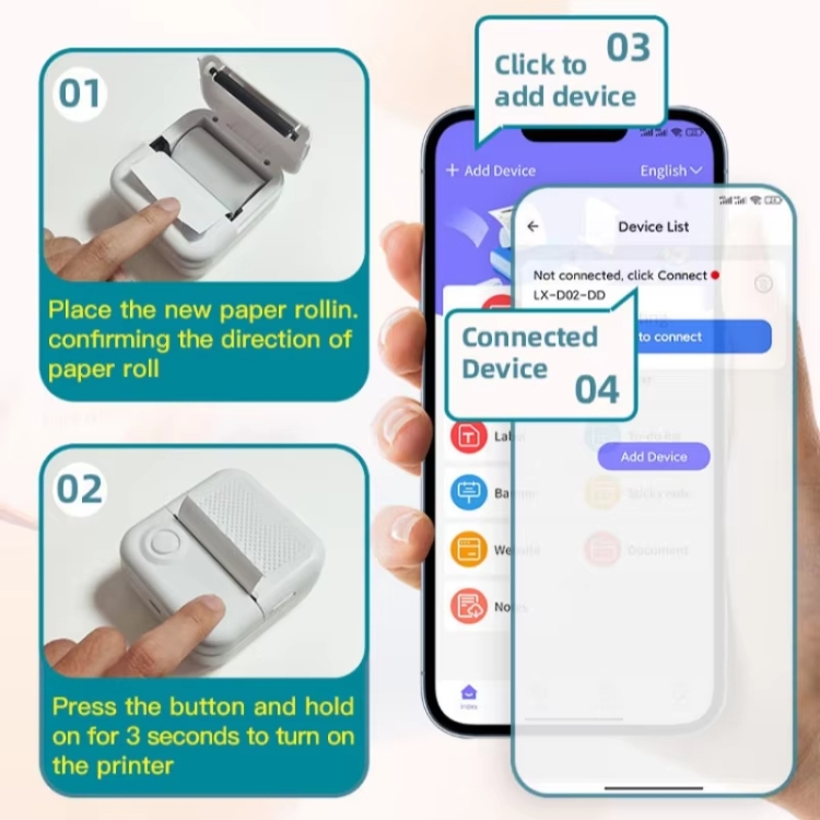 200DPI-Mini-Label-Printer-Thermal-Inkless-Black-And-White-Printer-With-1-Roll-Printing-PaperPink-TBD0605392001B