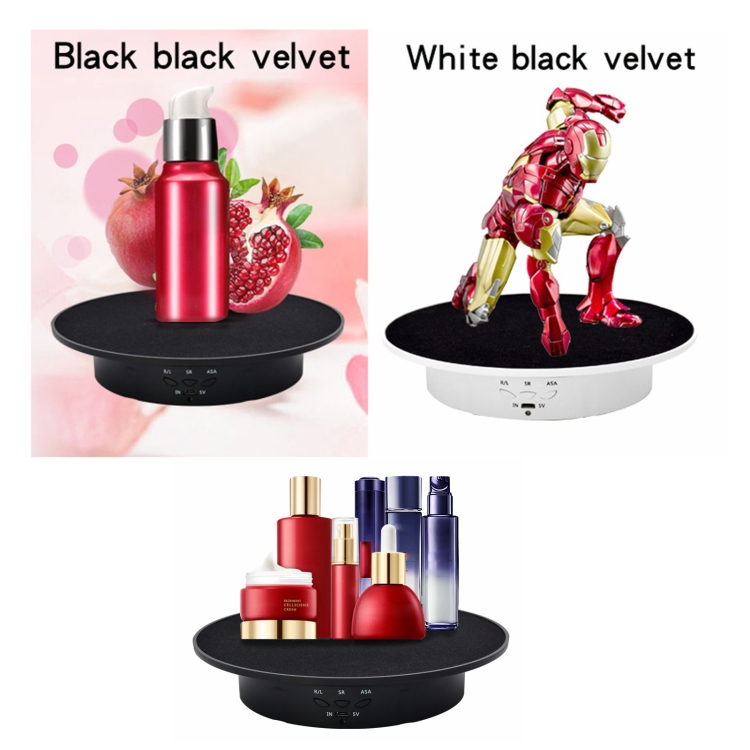 20cm-USB-Electric-Rotating-Turntable-Display-Stand-Video-Shooting-Props-Turntable-for-Photography-Load-8kgBlack-Base-Black-Velvet-EDA001411401A