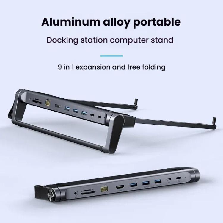 9-In-1-Hub-Computer-Stand-Aluminum-Alloy-Folding-PD-Fast-Charging-With-LAN-Docking-Station-Laptop-BracketDark-Metallic-Color-TBD0605922701A