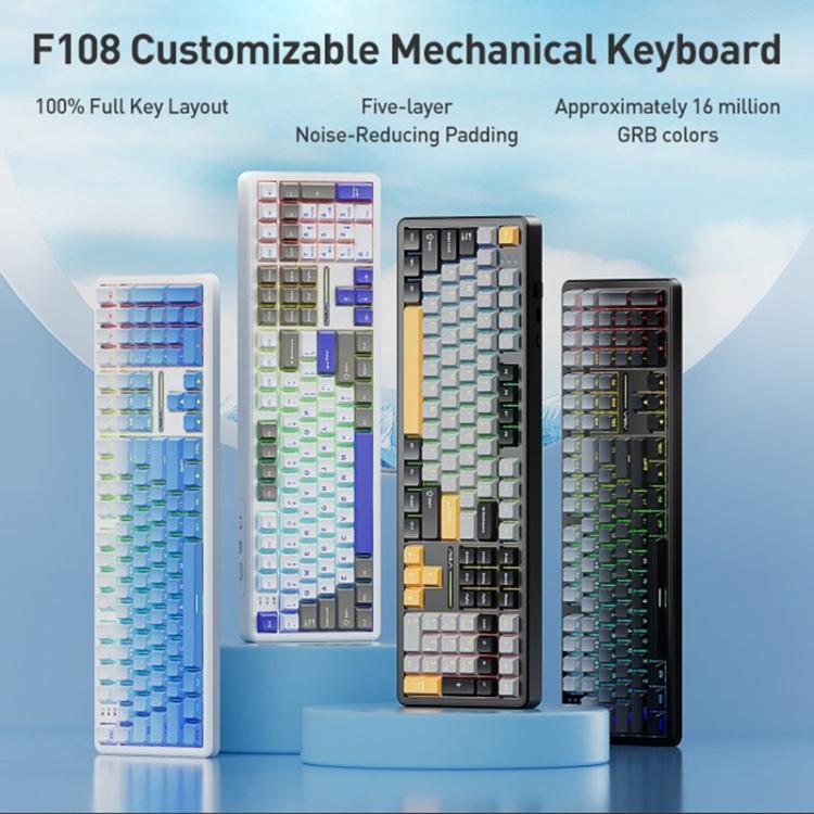 AULA-F108-108-Keys-Wired24GBluetooth-Three-Model-Customizable-RGB-Gaming-Mechanical-KeyboardGray-White-Blue-Caramel-Latte-Axis-EDA008575401A