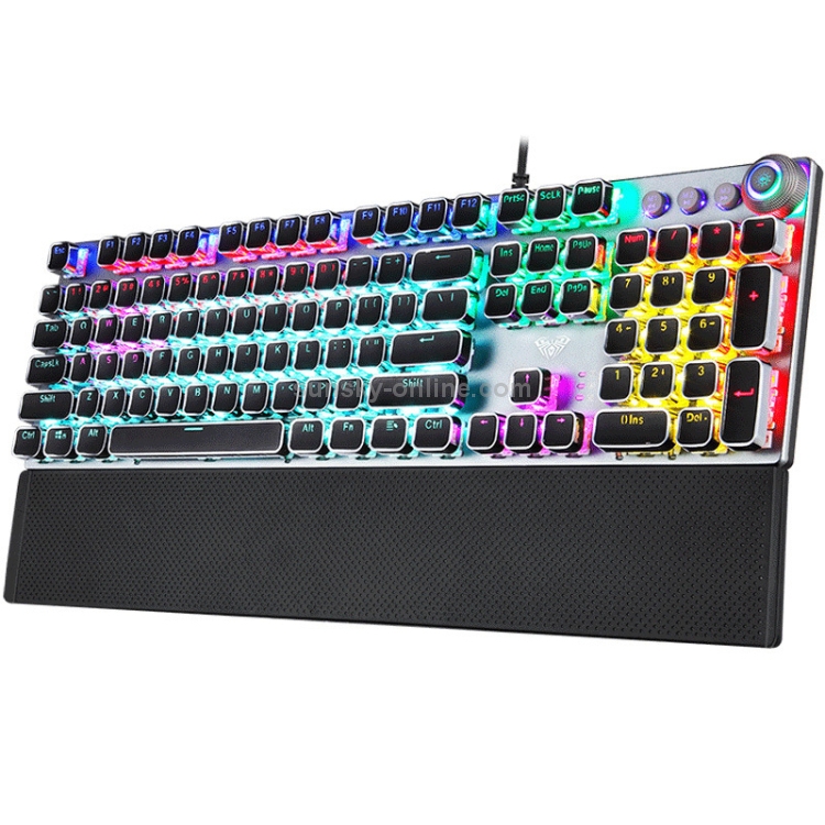 AULA-F2088-108-Keys-Mixed-Light-Plating-Punk-Mechanical-Blue-Switch-Wired-USB-Gaming-Keyboard-with-Metal-ButtonSilver-KB5422S