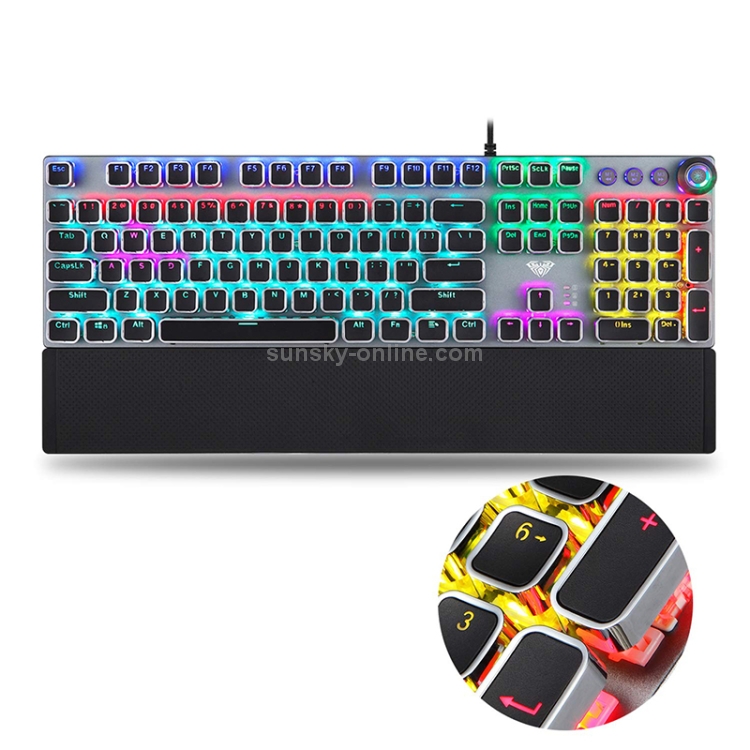 AULA-F2088-108-Keys-Mixed-Light-Plating-Punk-Mechanical-Blue-Switch-Wired-USB-Gaming-Keyboard-with-Metal-ButtonSilver-KB5422S