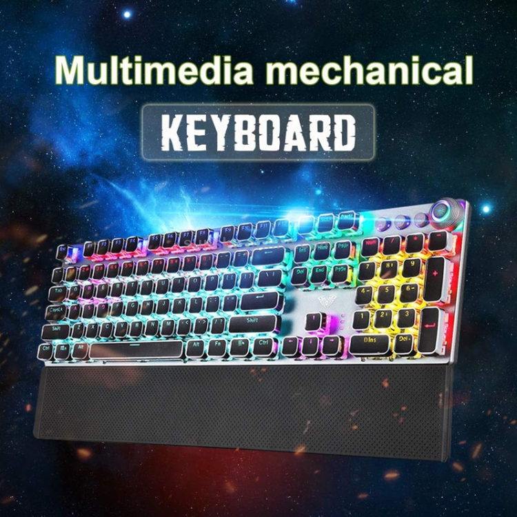 AULA-F2088-108-Keys-Mixed-Light-Plating-Punk-Mechanical-Blue-Switch-Wired-USB-Gaming-Keyboard-with-Metal-ButtonSilver-KB5422S