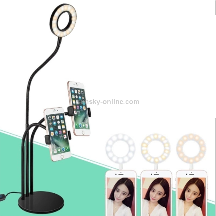 Base-Three-Heads-Universal-Cell-Phone-Holder-Bracket-Selfie-Ring-Light-with-3-Color-Light-Adjustment-SCS3503B