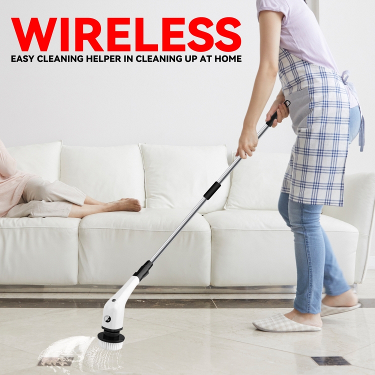 Cordless-Electric-Spin-Scrubber-Extension-Handle-with-7-Replacement-HeadsWhite-TBD0604655501C