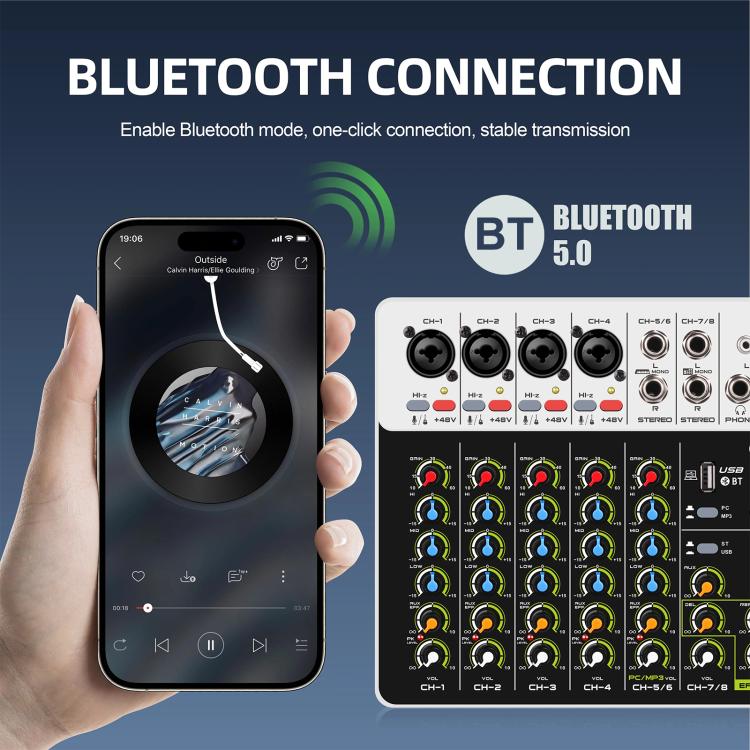 DEBRA-V8-8-Channels-Audio-Mixer-Live-Recording-ReverbUS-Plug-EDA008550401A