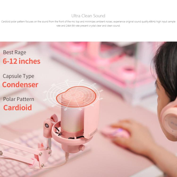 FEELWORLD-VM1-USB-Condenser-Gaming-Microphone-for-Streaming-Noise-Cancellation-Mute-RGB-Light-Boom-Arm-Stand-Pink-MCP1329F