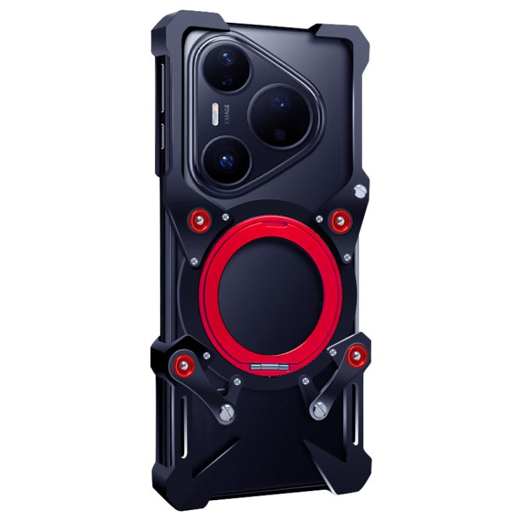 For-Huawei-Pura-80-Ultra-Rotating-Bracket-Hollow-Metal-Phone-Case-with-LanyardBlack-EDA008731201A