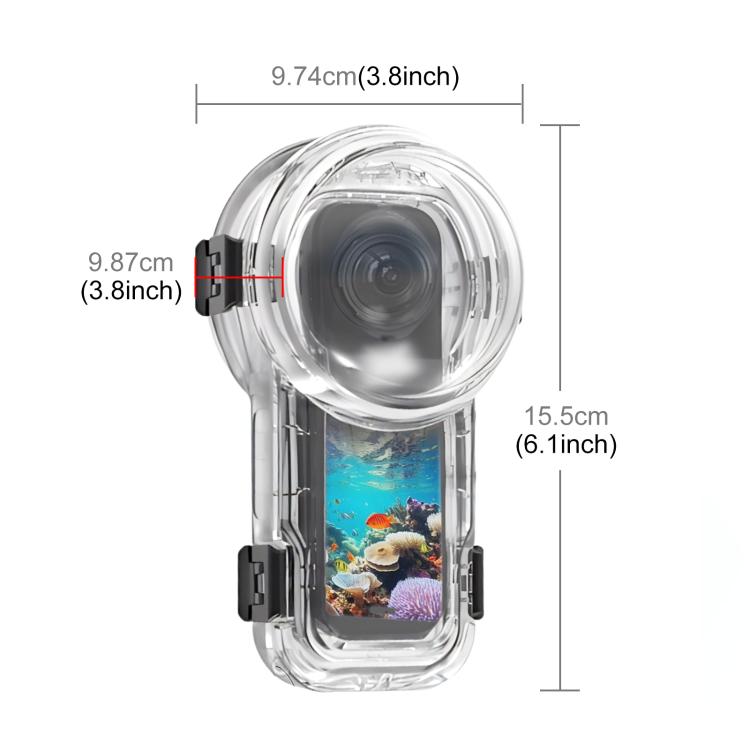 For-Insta360-X5-PULUZ-Quick-Release-60m-Waterproof-Sealed-Diving-Case-Transparent-PU760T