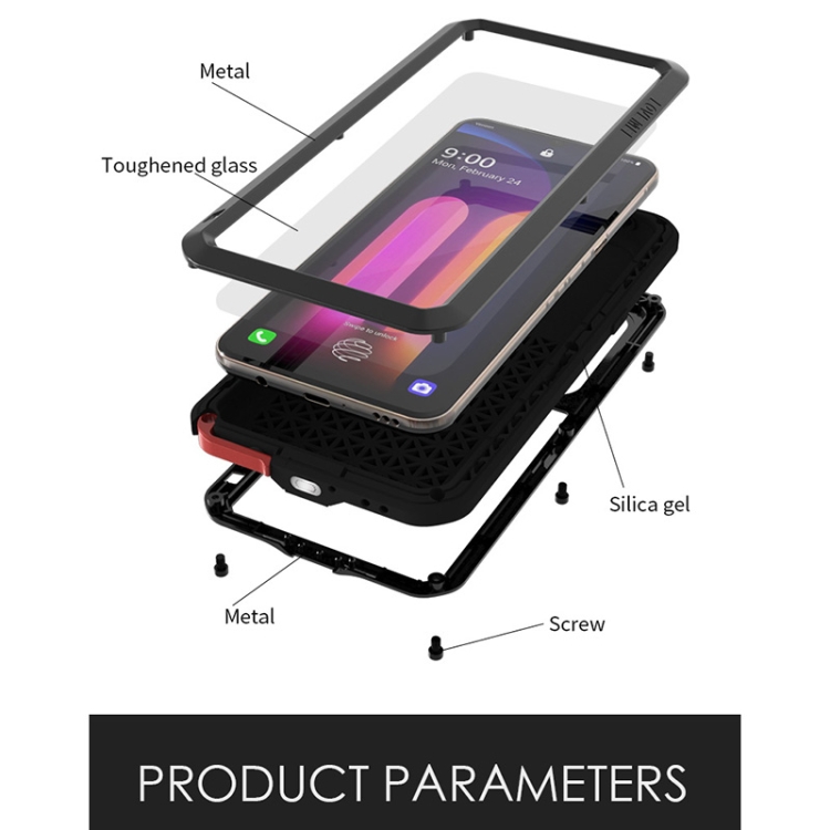 For-LG-V60-ThinQ-5G-LOVE-MEI-Metal-Shockproof-Waterproof-Dustproof-Protective-Case-with-GlassRed-EDA001844102C